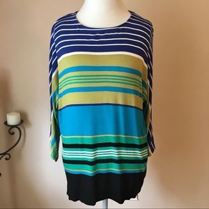Chaus Sport Striped Dolman Sleeve Tunic Size Large